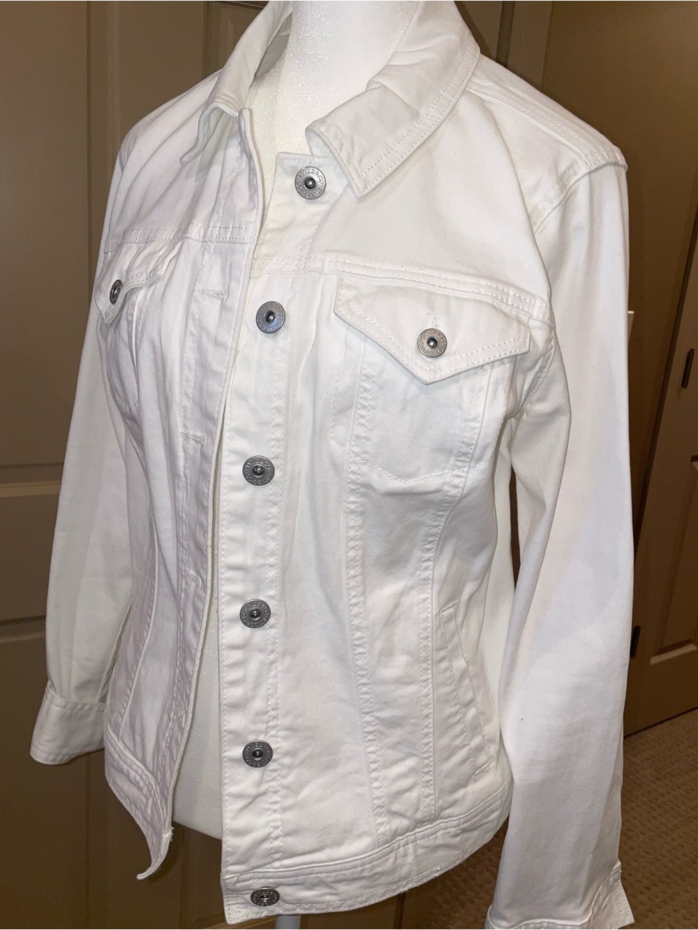 Style & Co. White Denim Jacket with Button Front